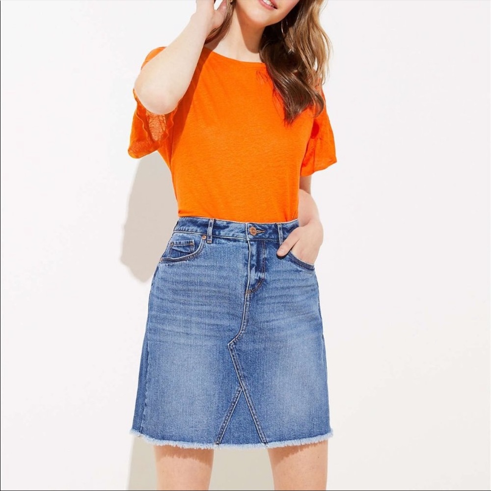 FRAYED DENIM SKIRT